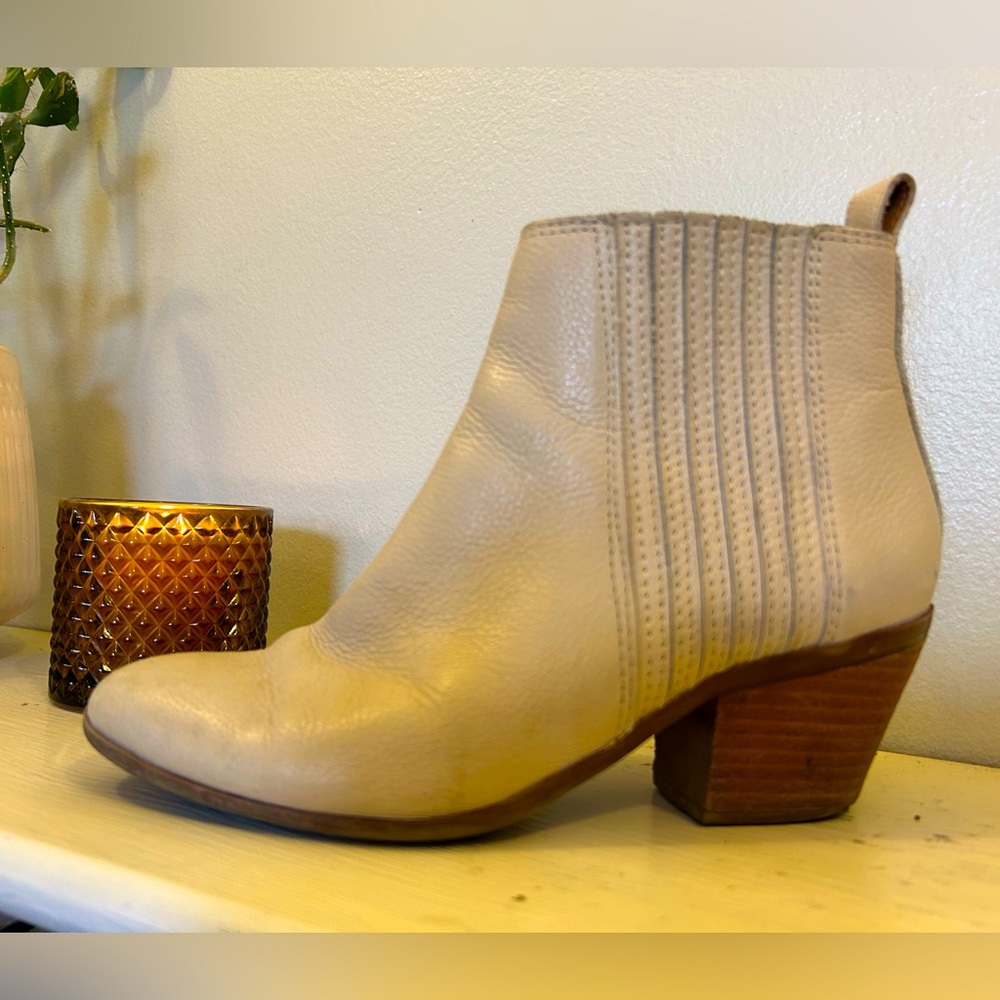 Cream Leather Frye Booties